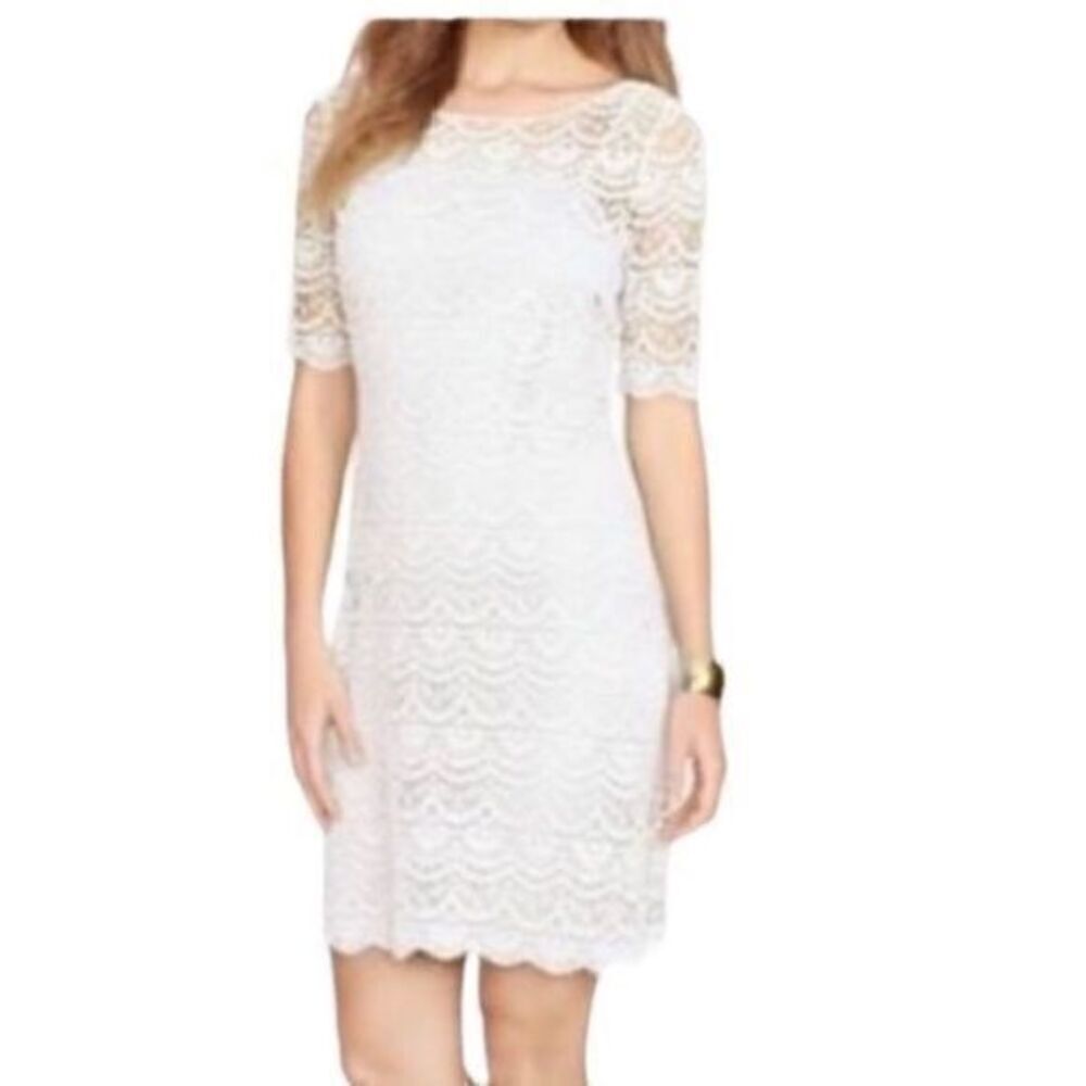 Lauren Ralph Lauren Crochet Lace Midi Dress Ivory Small